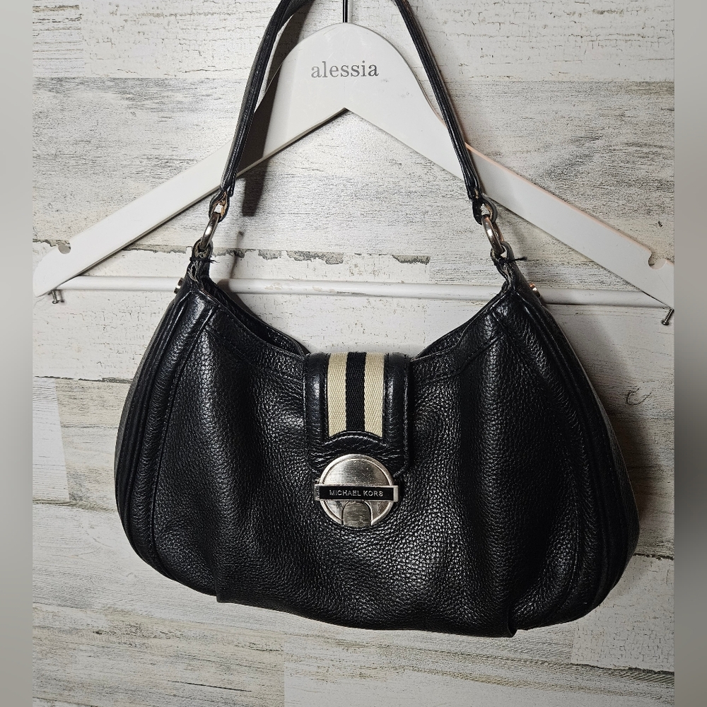 Michael Kors Black Leather Purse Handbag Snap Buckle Early 2000's Model Vintage